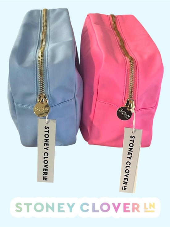 Stoney Clover Lane Handbags - 2X STONEY CLOVER LARGE CLASSIC POUCH BUNDLE BUBBLE GUM & PERIWINKLE
